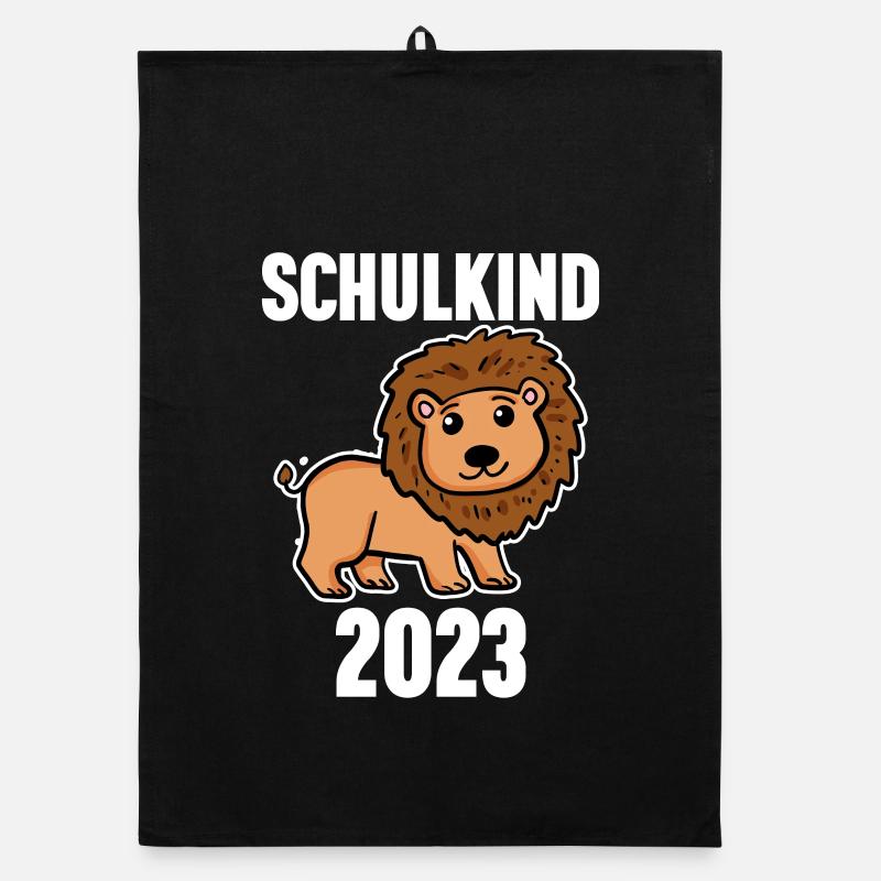 Schuldkind Einschulung Löwe 2023 Organic Geschirrtuch