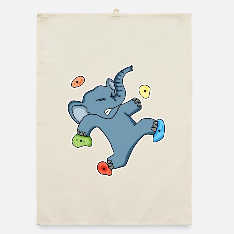 Climbing Elefant Motiv Organic Geschirrtuch