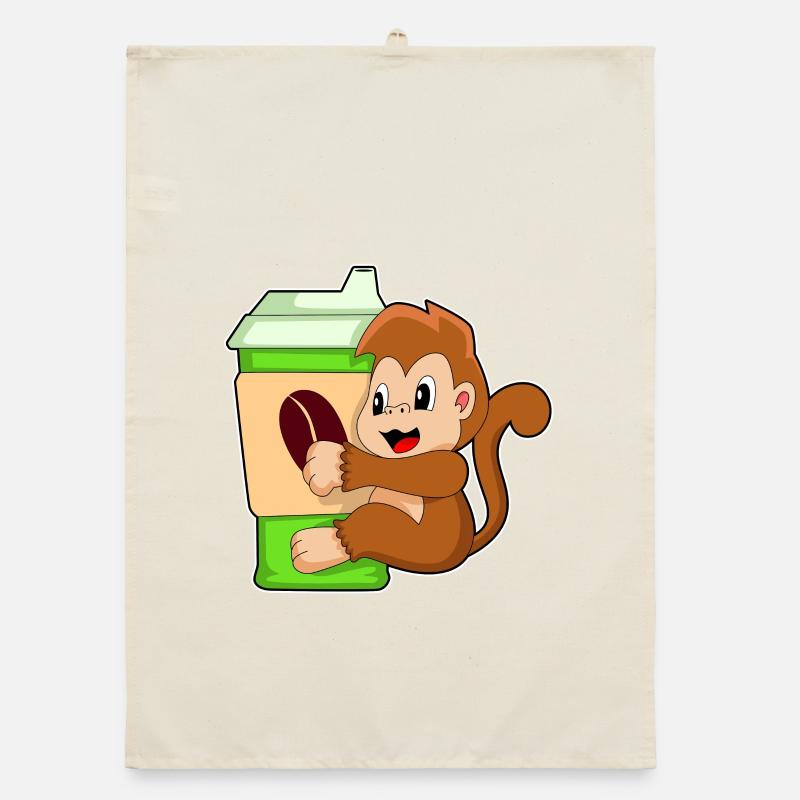 Monkey Coffee à emporter Tasse Torchon bio