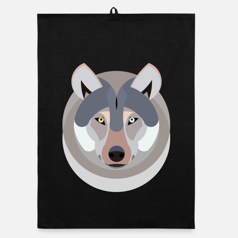 Wolf als Grafik Organic Geschirrtuch