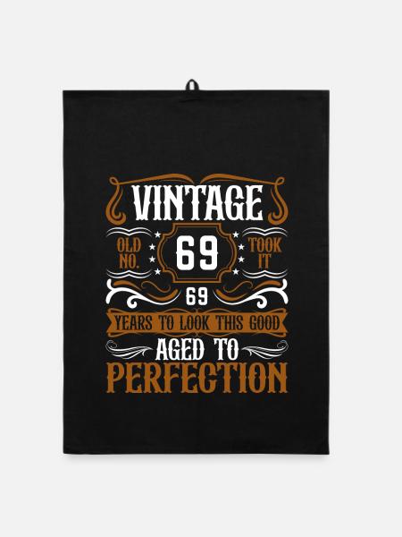 69e anniversaire Vintage Rétro - Torchon bio - noir - Devant