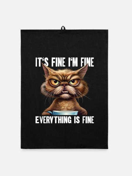 Its Fine Im Fine Everything Is Fine - Organic dish towel - black - Front