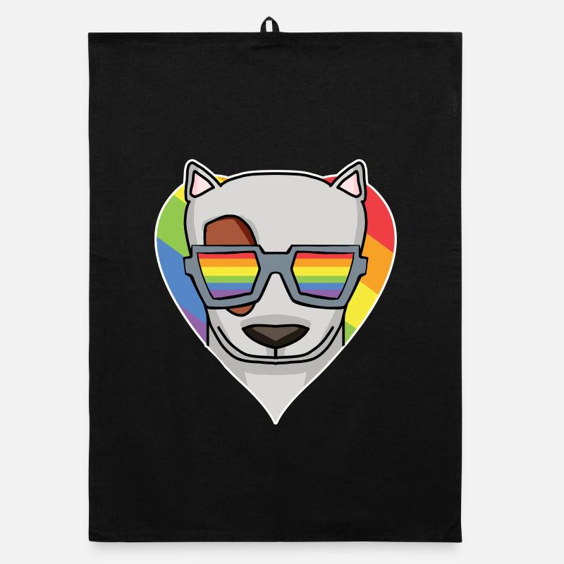 Regenbogen - Hund mit Brille - Bullterrier Organic Geschirrtuch