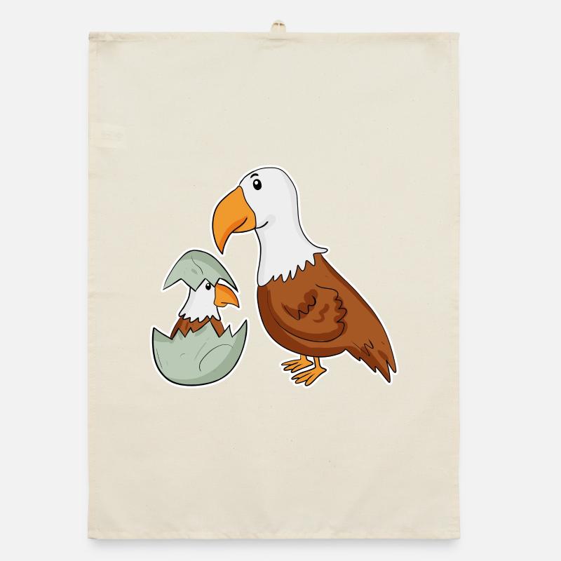 Famille Eagle - Aigle avec bébé - Eagle Motif Torchon bio