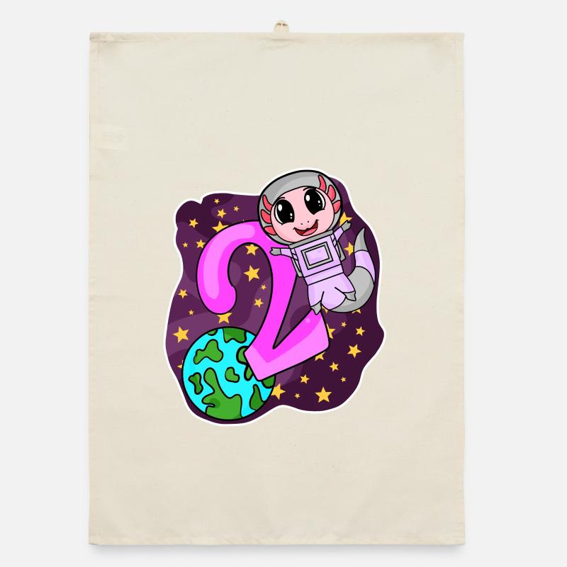 2. Geburtstag - 2 Jahre Astronaut Mädchen Geschenk Organic Geschirrtuch