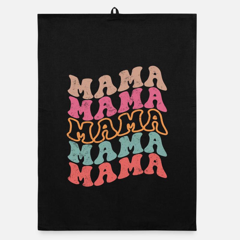 Retro Groovy Mama Zum Muttertag - Organic Geschirrtuch - Schwarz