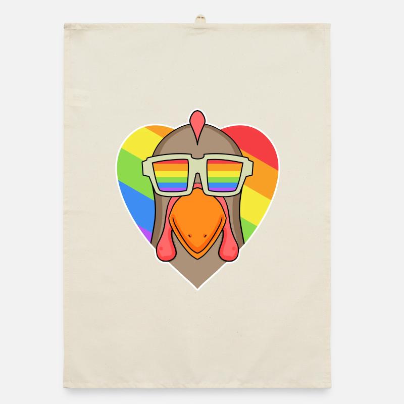 Regenbogen - Huhn mit Brille Organic Geschirrtuch