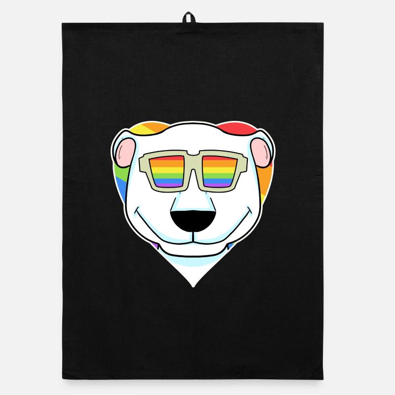 Rainbow - Polar bear with glasses Organic dish towel