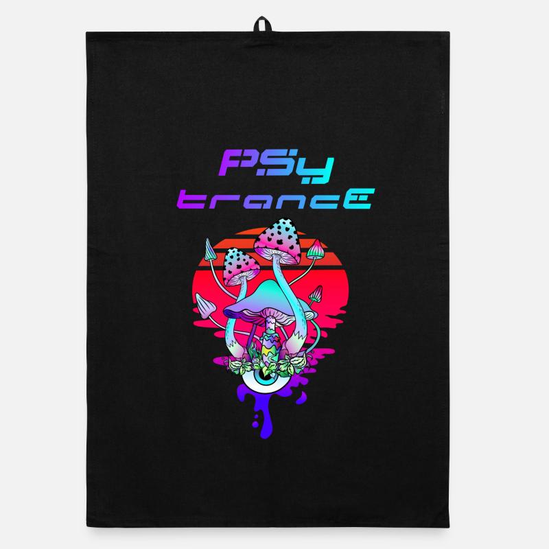 Psytrance Psychedelic Mushroom Sunset Organic dish towel