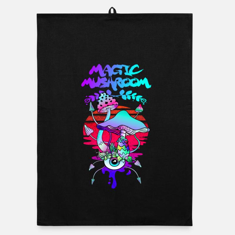 Magic Mushrooms Psychedelic Sunset Organic dish towel