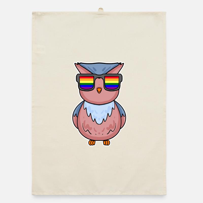 Regenbogen - Eule mit Brille Organic Geschirrtuch