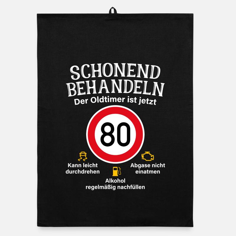 80. Geburtstag Schonend Behandeln Oldtimer Ist 80 Organic Geschirrtuch