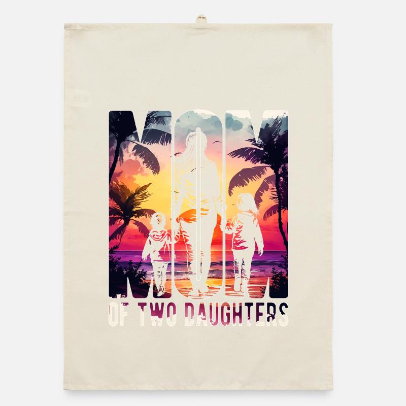 Mutter mit zwei Töchtern Muttertag Strand Mama Organic Geschirrtuch