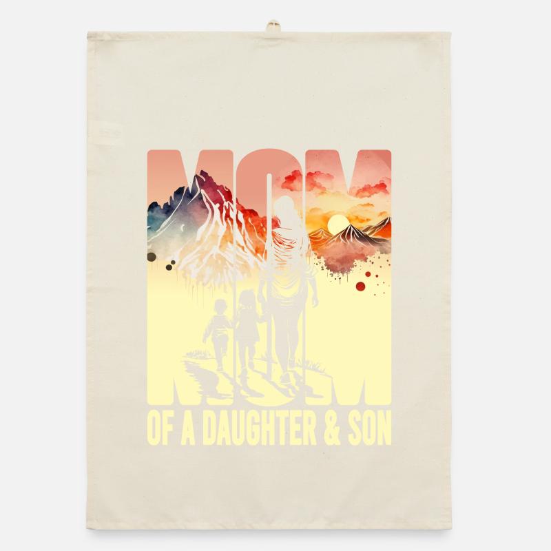 Mutter mit Tochter Sohn Muttertag Berge Mama Kind Organic Geschirrtuch