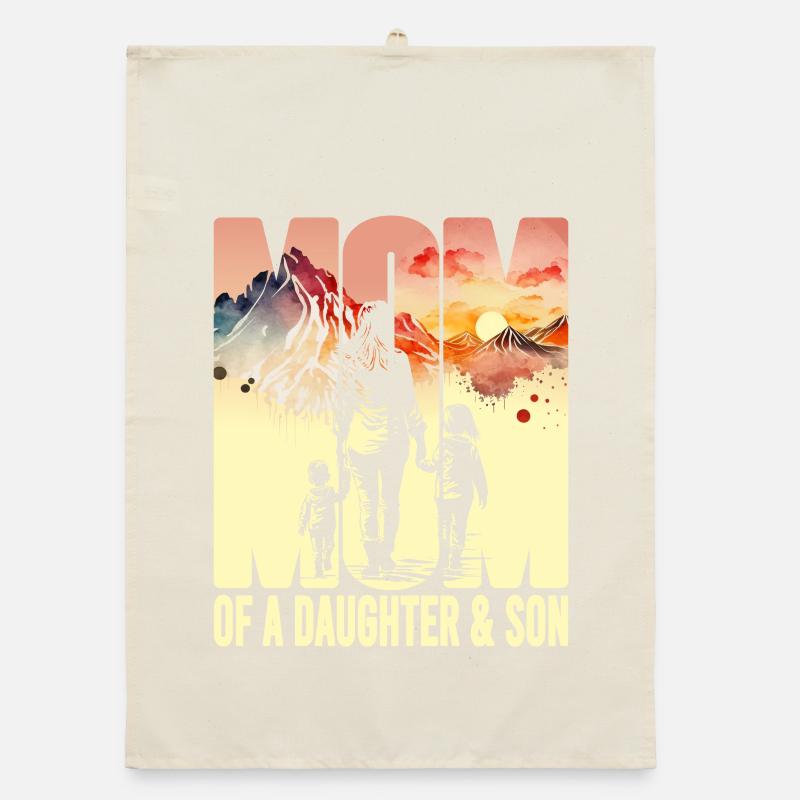 Mutter mit Tochter Sohn Muttertag Berge Mama Kind Organic Geschirrtuch