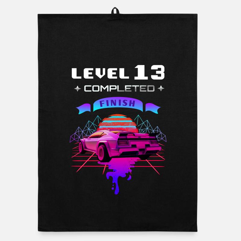 Level 13 completed 13.Geburtstag Retro Wave Organic Geschirrtuch