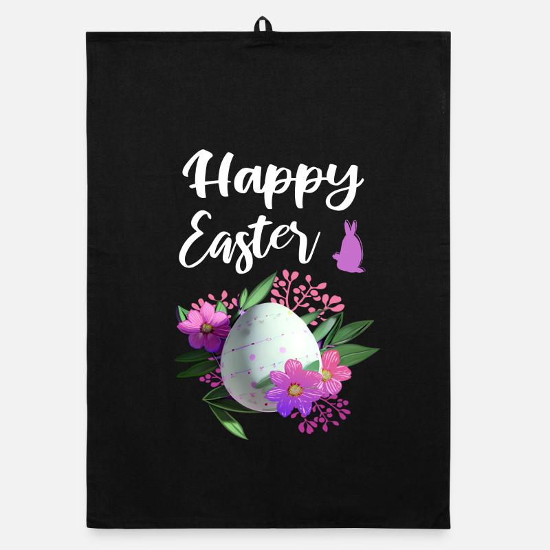 Happy Easter Flowers Easter Egg Organic dish towel