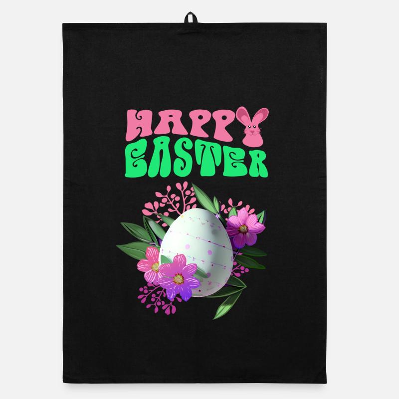 Joyeuses fleurs de Pâques oeuf de Pâques Torchon bio