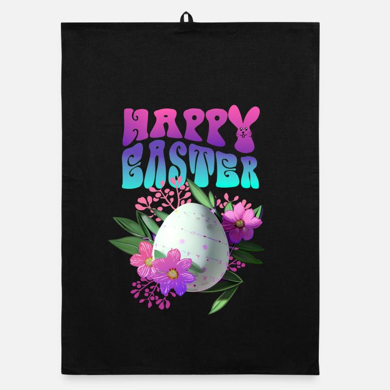 Joyeux Easter Easter Egg Floral Torchon bio