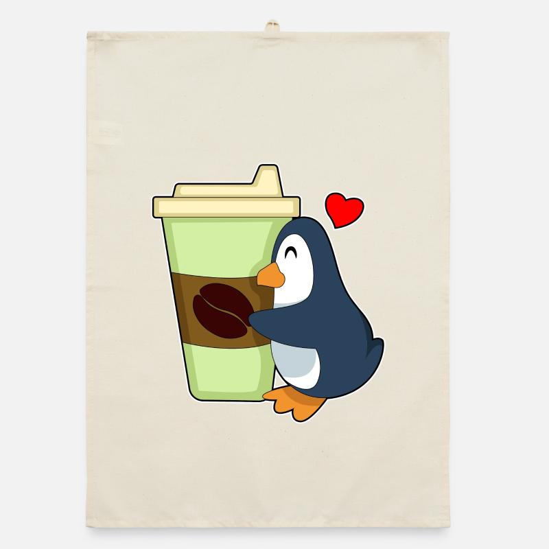 Penguin Coffee à emporter Torchon bio