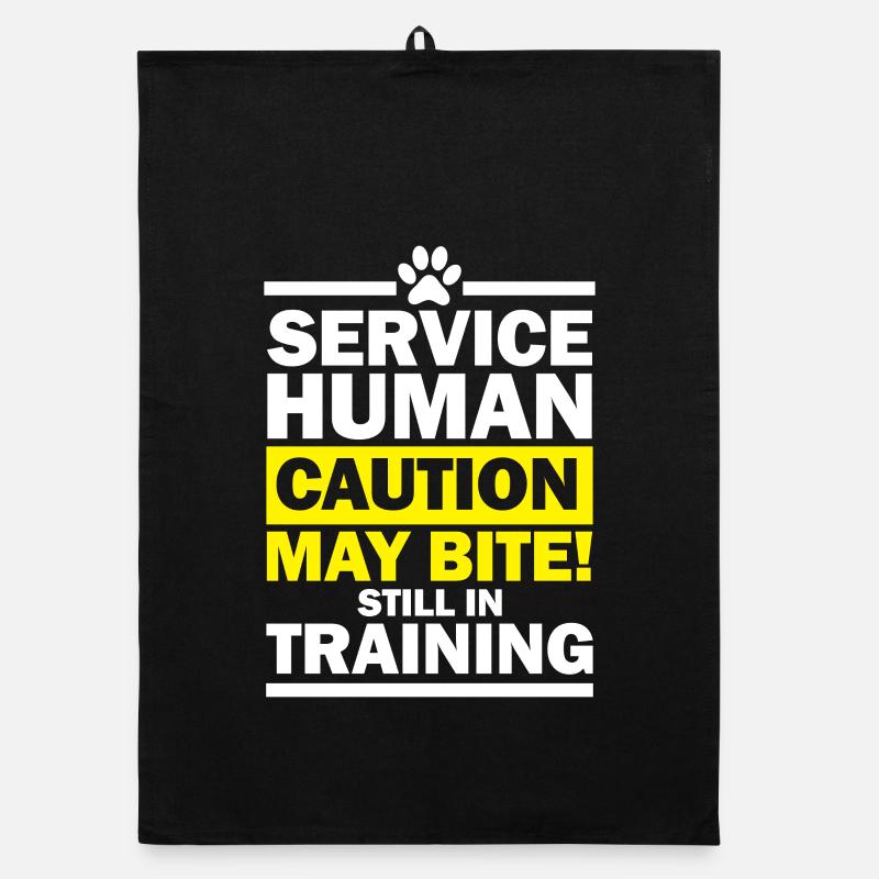 Service Human Caution May Bite Still in Training Organic dish towel