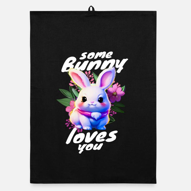 Le lapin de Pâques doux vous apporte de l’amour Torchon bio