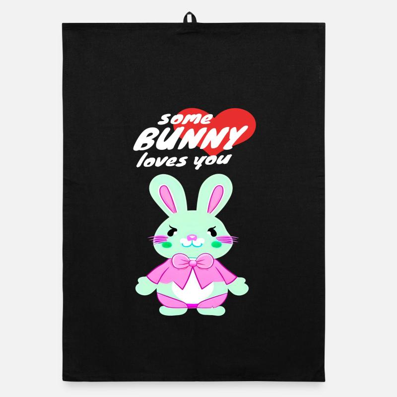 doux lapin de Pâques avec message d’amour Torchon bio