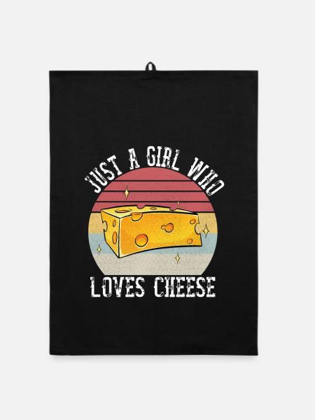Just A Girl Who Loves Cheese Shirt Cheese Lover - Organic Geschirrtuch - Schwarz - Vorne