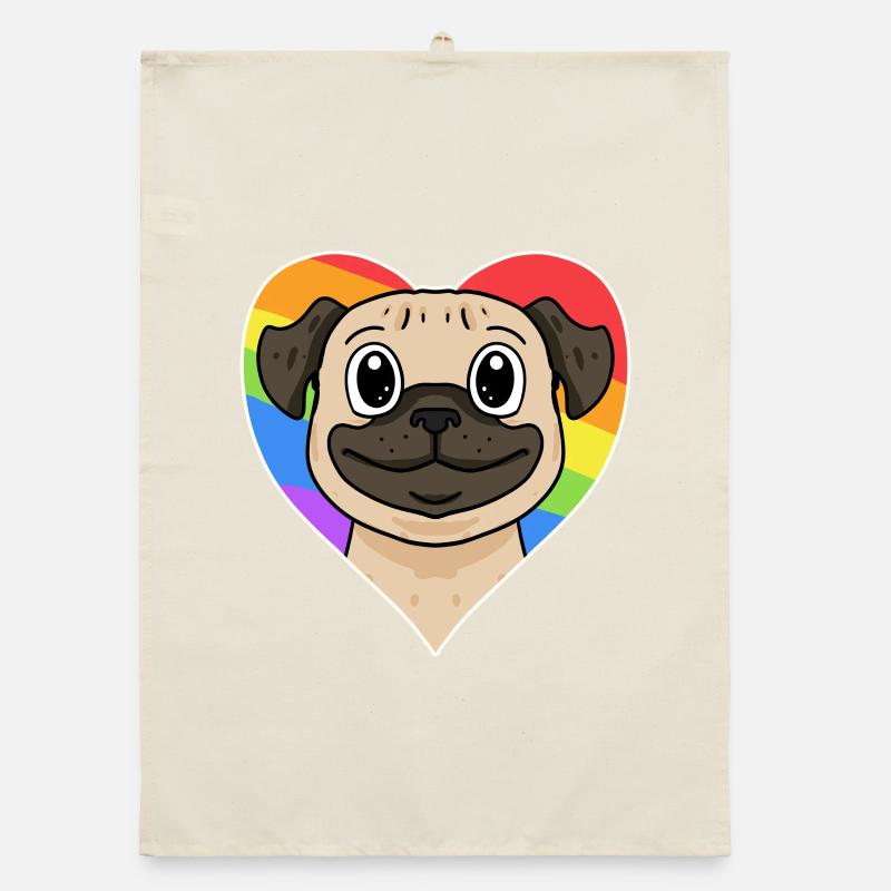 Rainbow - Dog with heart Organic dish towel