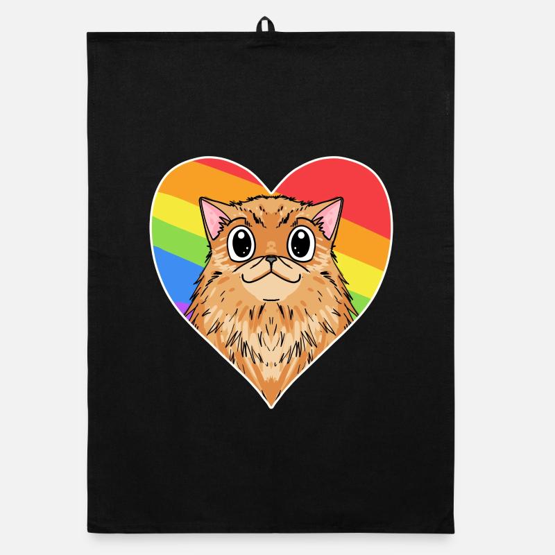 Regenbogen - Katze mit Herz Organic Geschirrtuch