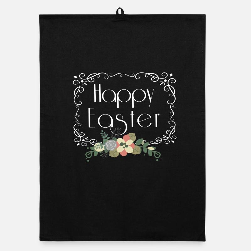 Joyeuses Pâques Florales Torchon bio