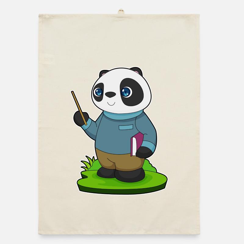 Panda Teacher Pointer School Organic dish towel