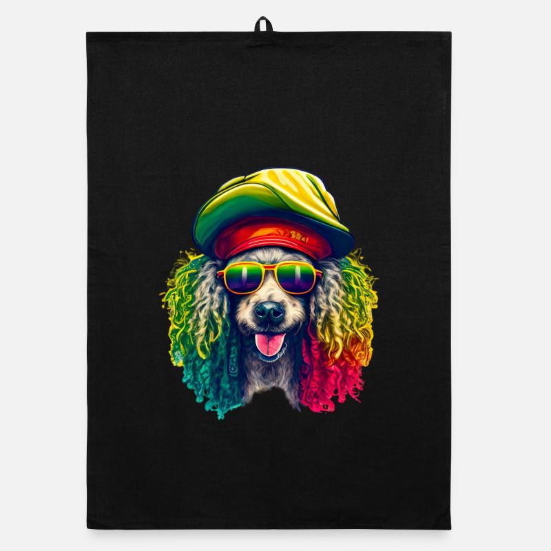 Cooler Rasta-Pudel bunt Organic Geschirrtuch