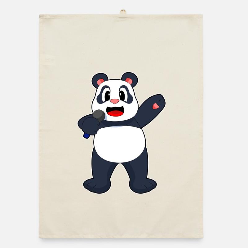 Panda Singer Chant au micro Torchon bio