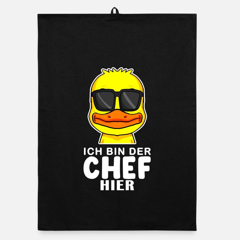 coole Ente Chef Spruch Organic Geschirrtuch