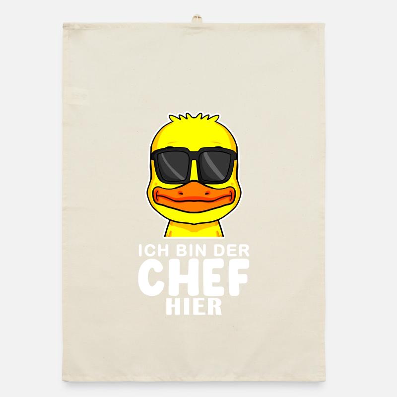 coole Ente Chef Spruch Organic Geschirrtuch