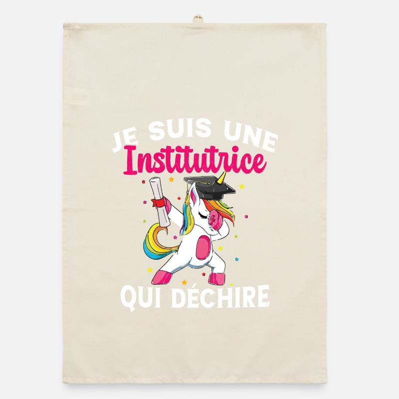 Femme Institutrice Qui Déchire Idée Enseignant Torchon bio
