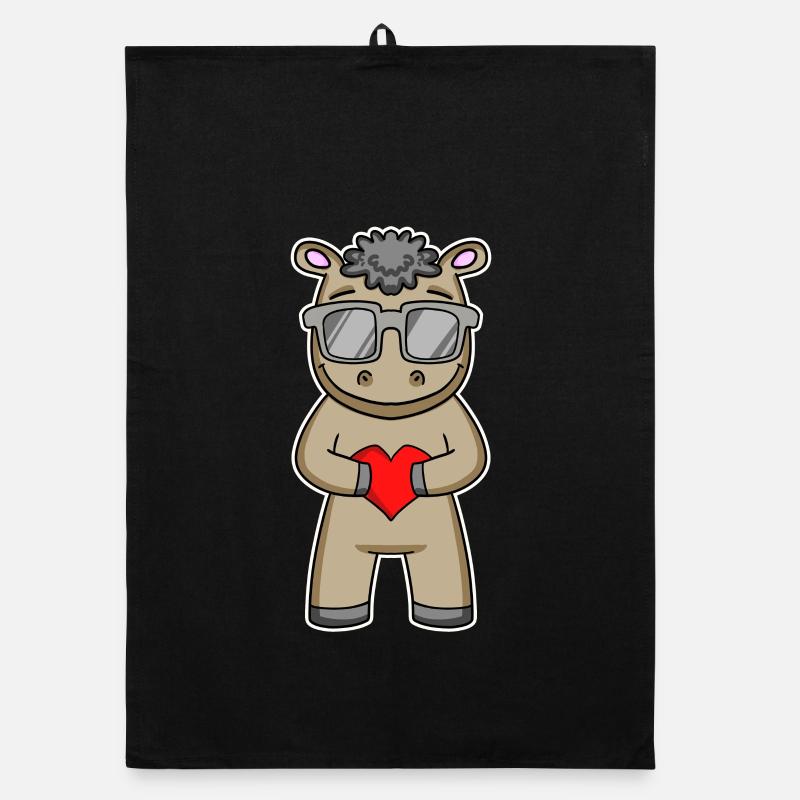 Cooles Pferd mit Brille und Herz Organic Geschirrtuch