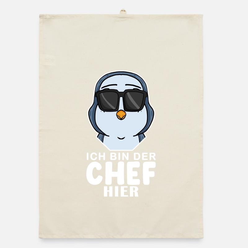 cooler Pinguin Chef Spruch Organic Geschirrtuch
