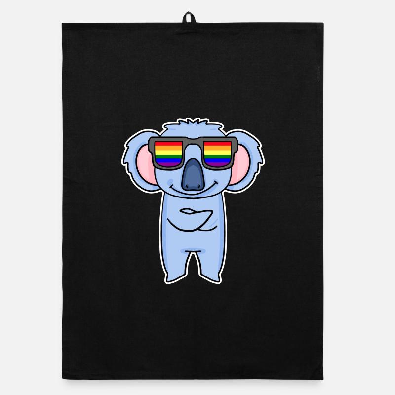 Rainbow - Koala with glasses Organic dish towel