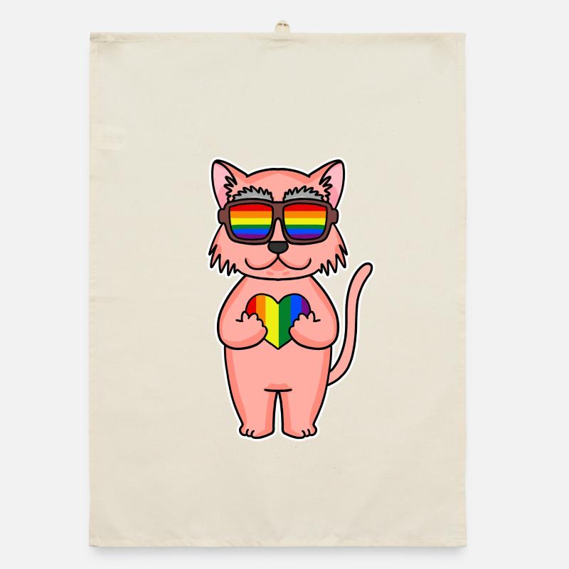 Rainbow Colorful Cat - Cool Cat Torchon bio