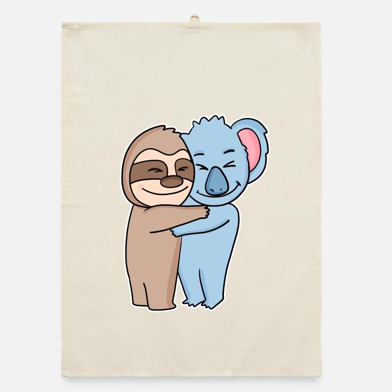 Faultier und Koala umarmen sich - Umarmung Organic Geschirrtuch