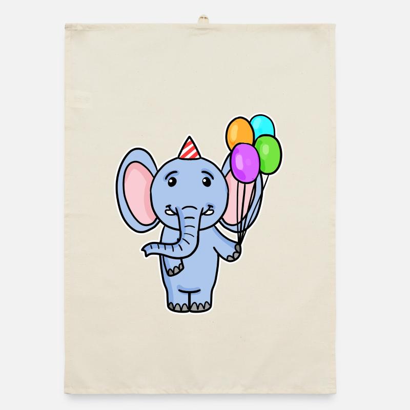 Elefant Geburtstag Luftballon Organic Geschirrtuch