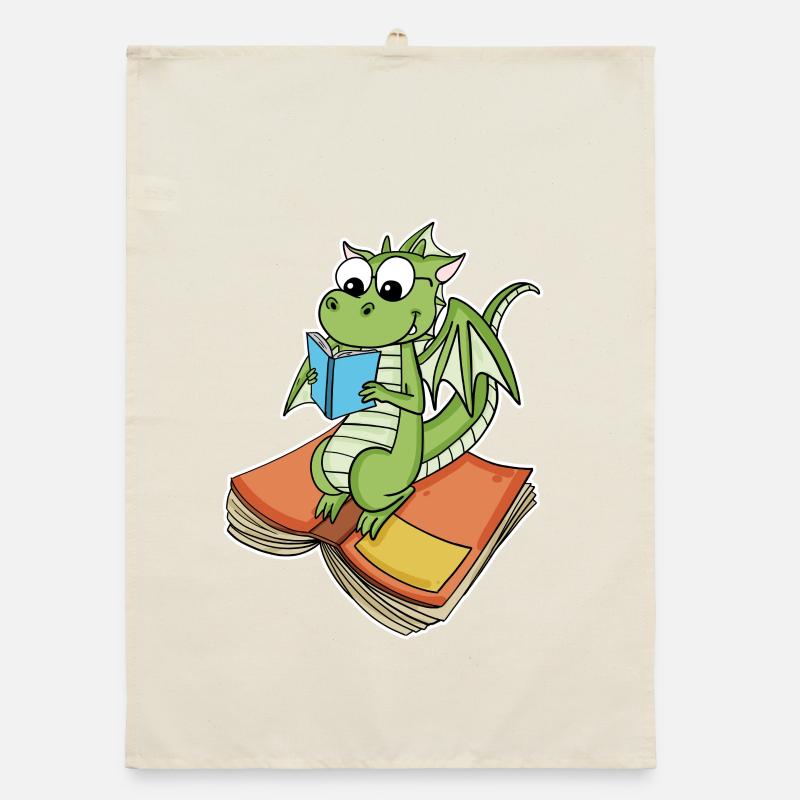 Bücher Drache Drachen Organic Geschirrtuch