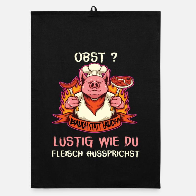 Witziges Schwein mit Fleischspruch Organic Geschirrtuch