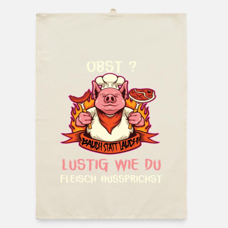 Witziges Schwein mit Fleischspruch Organic Geschirrtuch