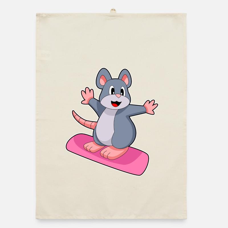Mouse Snowboarder Snowboard Torchon bio