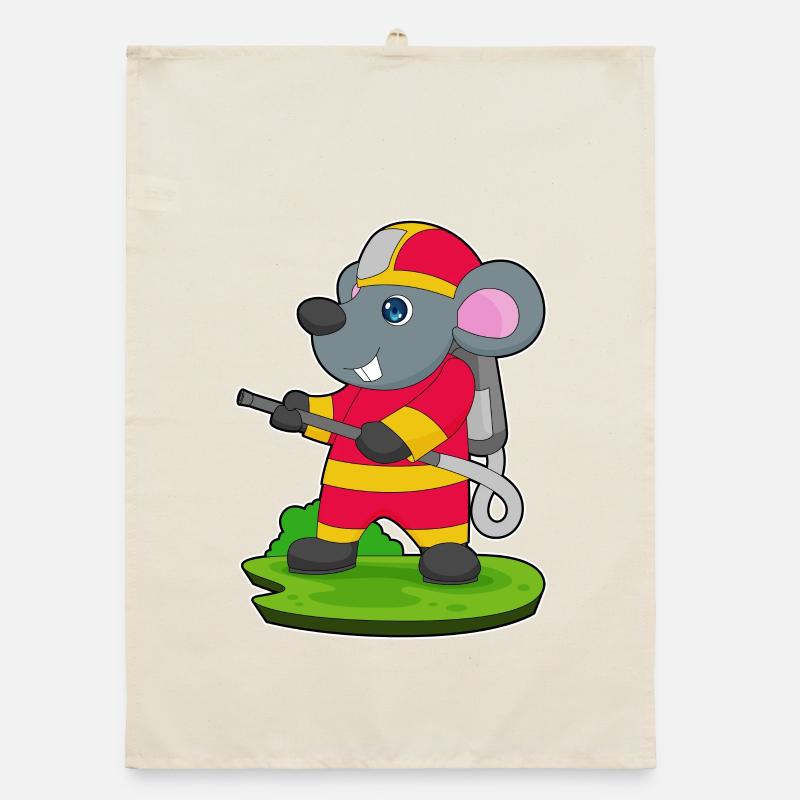 Mouse Firefighter Fire Hose Fire Hose Fire Brigade Organic dish towel