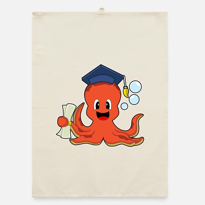 Krake Student Diplom Organic Geschirrtuch