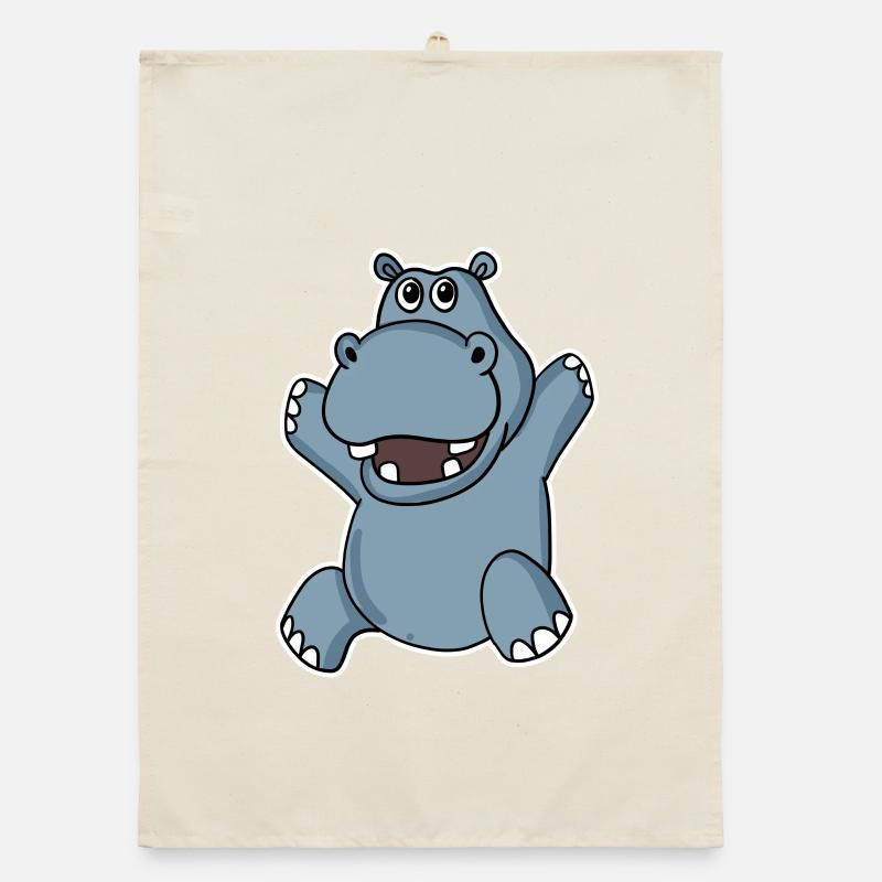Cute hippopotamus Organic dish towel